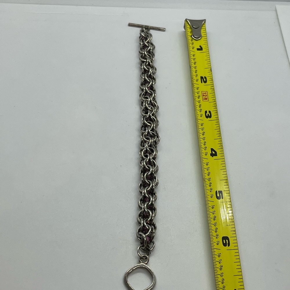 Sterling Silver Woven Interlocking Toggle Bracele… - image 5